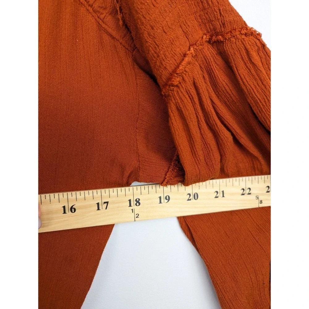 Free People Womens Romy Mini Dress XS Smocked Ruffle Tiered Orange Boho Festival